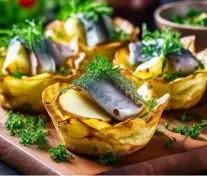 Сельдь в корзине с картофелем